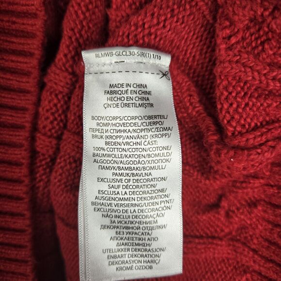 Polo Ralph Lauren Cable Knit Quarter Zip Sweater Men's 4XB Cotton Red Preppy - Picture 5 of 6